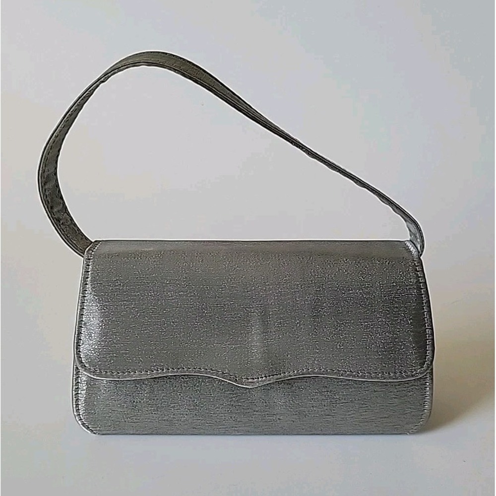 Another‎ Y&S Originals Mini Handbag Vintage Gray Metallic Satin Structured Glam